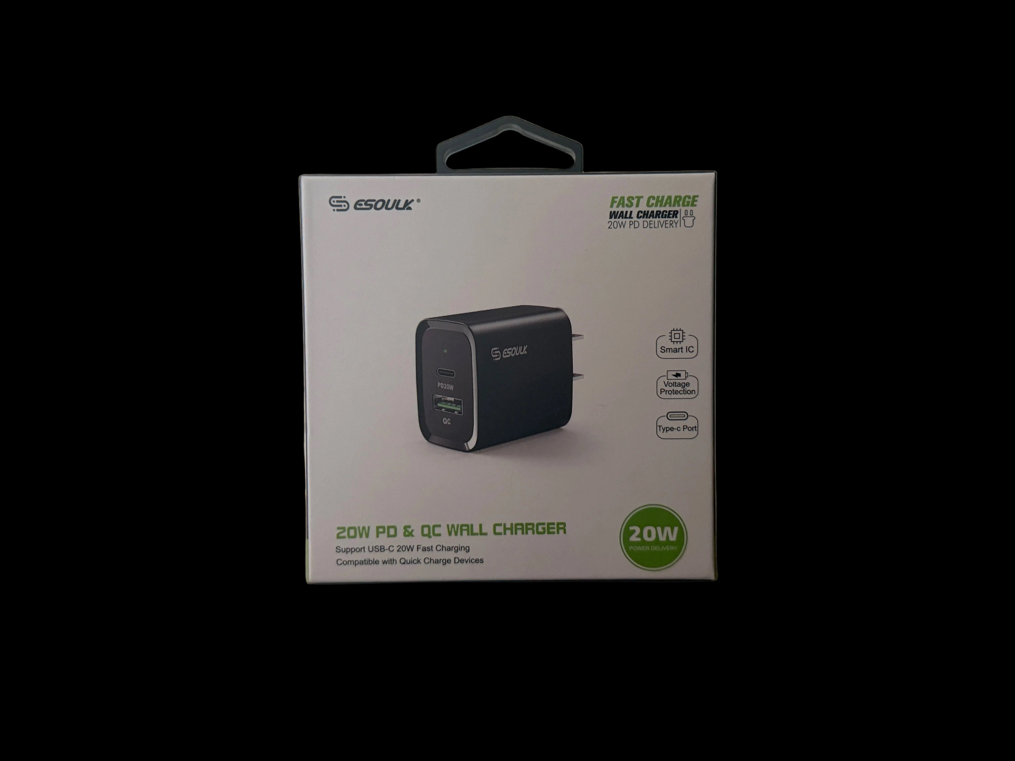 20W FAST CHARGE WALL PLUG (USB-C + USB)